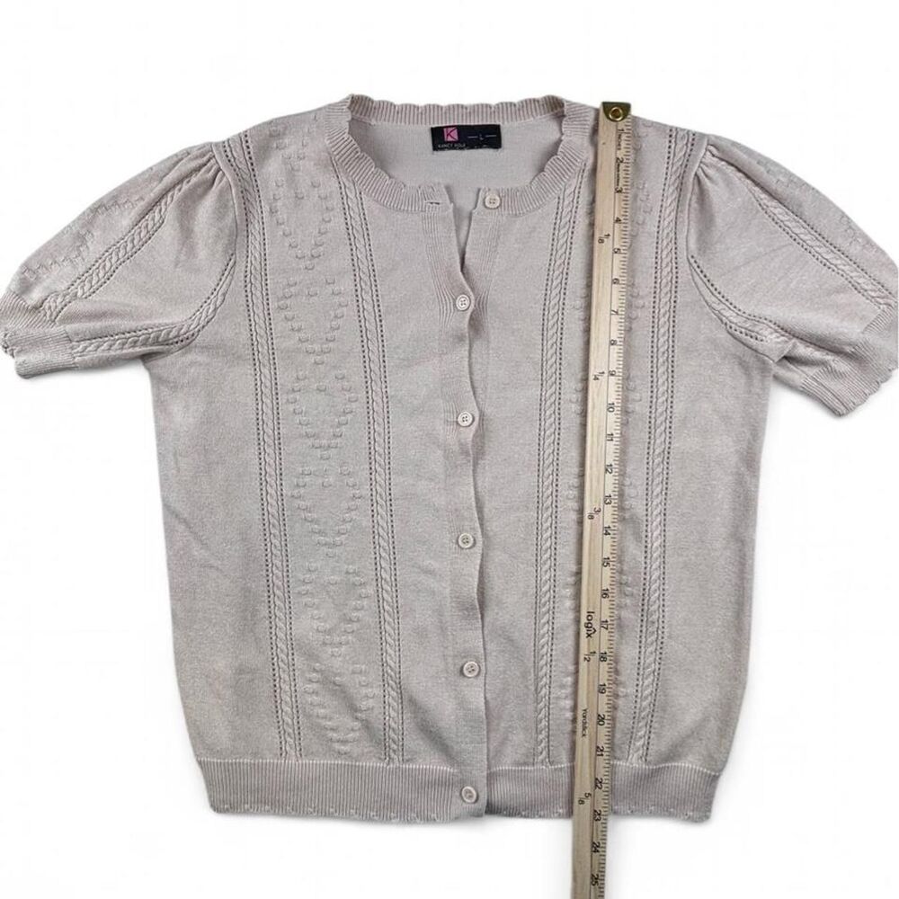 Kancy Kole Cream Puff Sleeve Cardigan Sweater Women’s Large Cottagecore - Picture 5 of 7